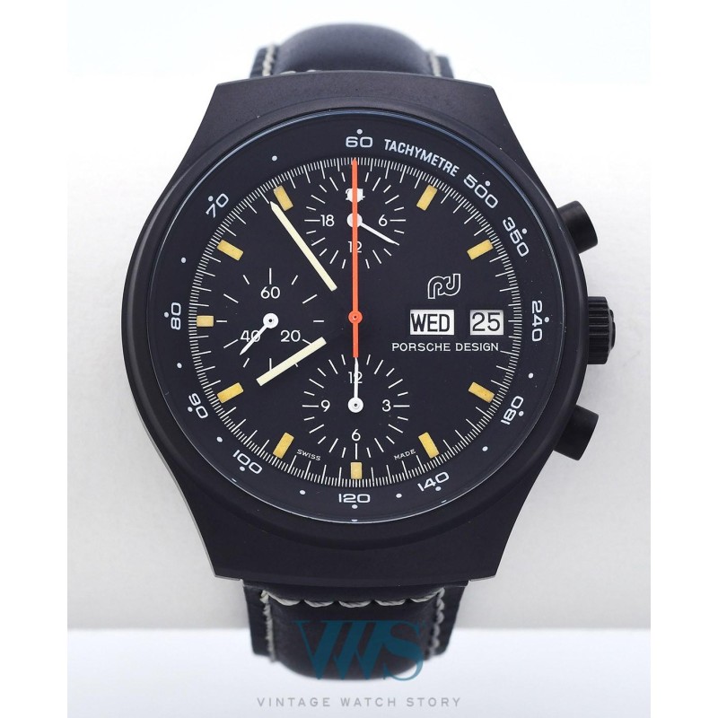 PORSCHE DESIGN (Chronographe Pilote Civile Black /  Logo Atelier / ref. 7176S/D), vers 1978