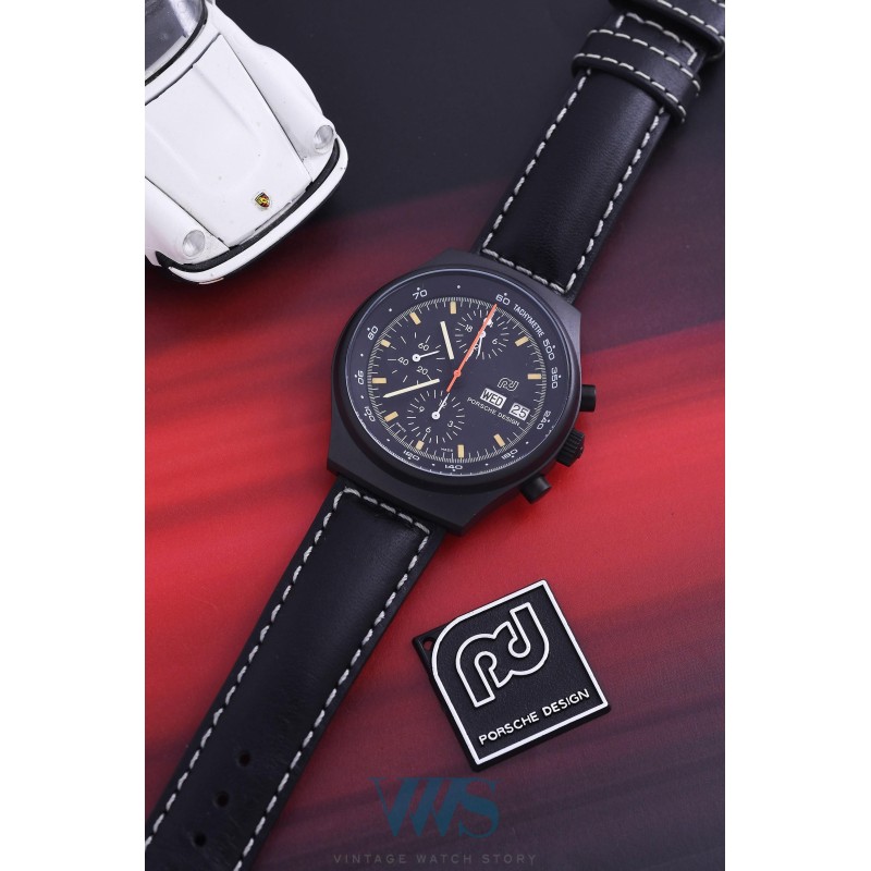 PORSCHE DESIGN (Chronographe Pilote Civile Black /  Logo Atelier / ref. 7176S/D), vers 1978