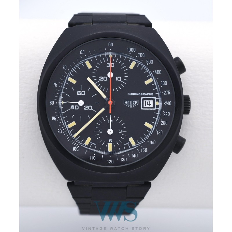 HEUER (Chronographe Pasadena Date - "Full Black" / ref. 750.501), vers 1982