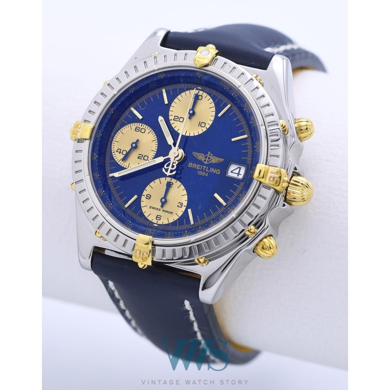 BREITLING (Chronomat Automatic / Blue -  Or & Acier / ref. B13050), vers 1994