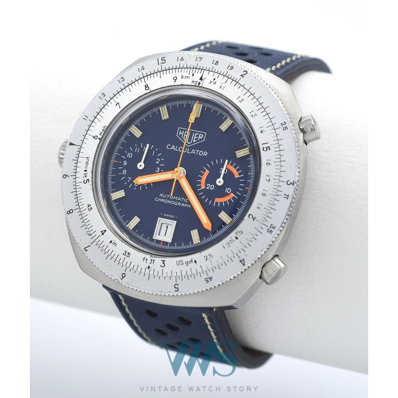 HEUER (CHRONOGRAPHE CALCULATOR - CHRONO-MATIC / BLUE / ref. 110.633 M), vers 1974