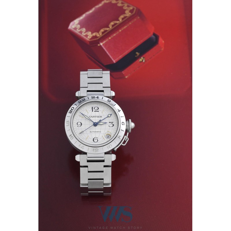 CARTIER (Pasha C / GMT - Silver / ref. 2377), vers 2005