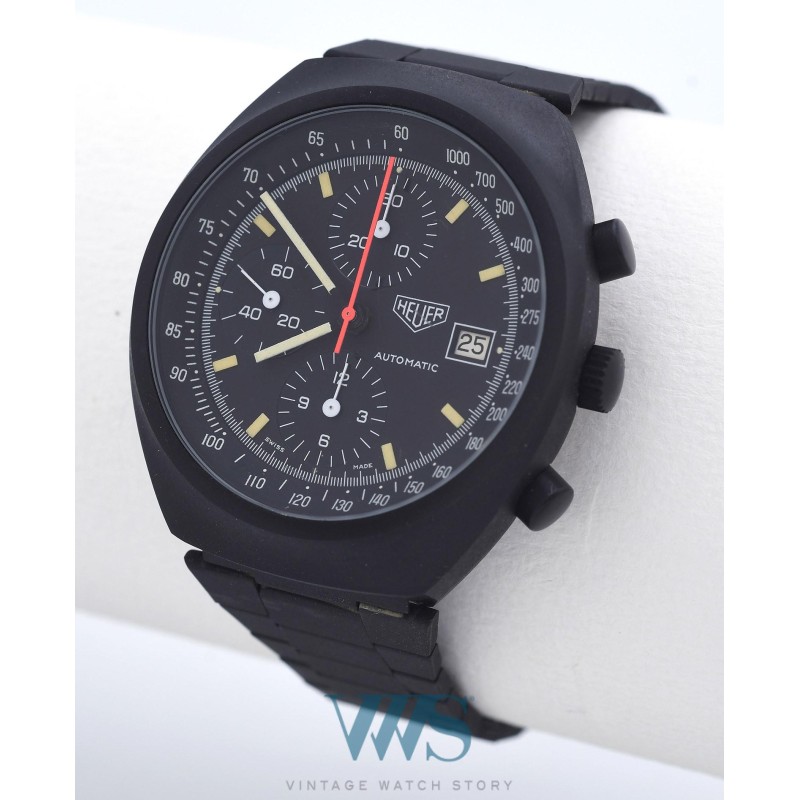 HEUER (Chronographe Pasadena Date - "Full Black" / ref. 750.501), vers 1982