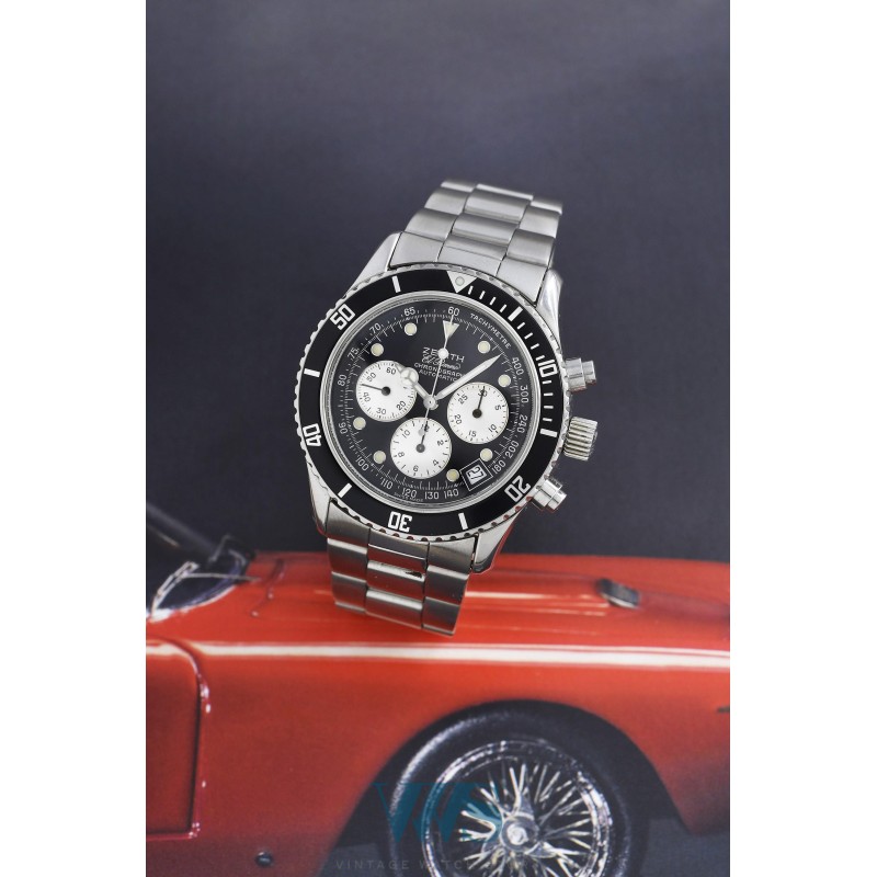 ZENITH (Chronographe Deluca / El Primero - Version Poussoirs Canon de fusil / Black / ref. 02-1320-400), vers 1994