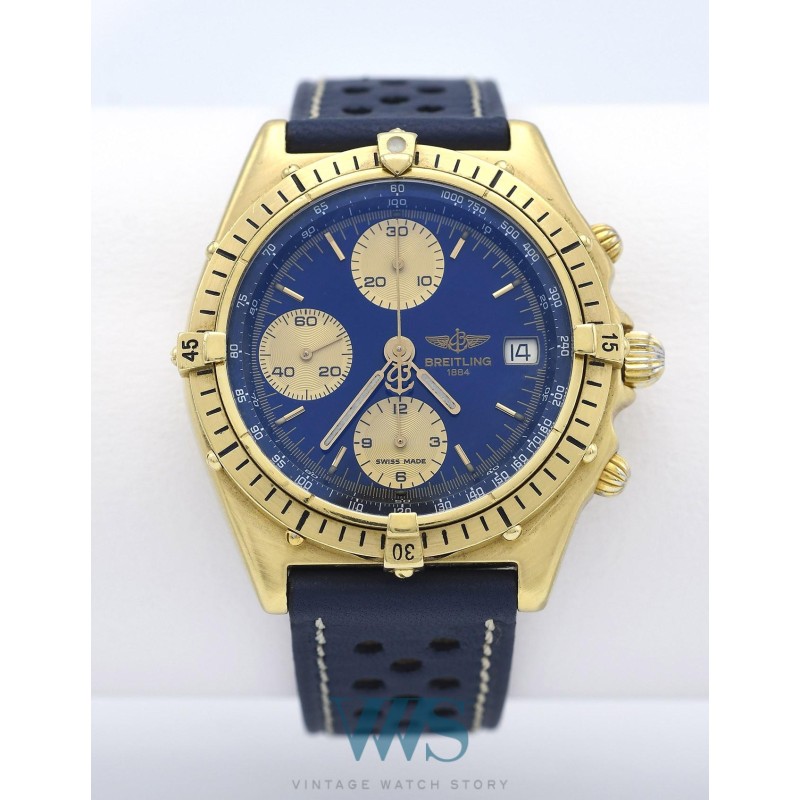 BREITLING (Chronographe Chronomat Or Jaune - Blue & Gold / ref. 87950), vers 1995