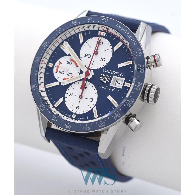 TAG HEUER (Chronographe Carrera Automatic Date Calibre 16 - Blue / ref. CV201AR), vers 2019