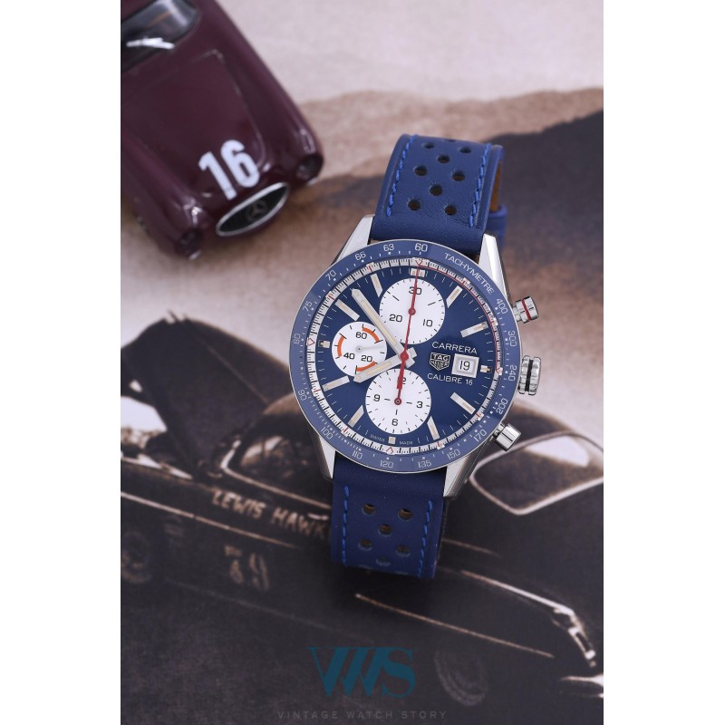 TAG HEUER (Chronographe Carrera Automatic Date Calibre 16 - Blue / ref. CV201AR), vers 2019