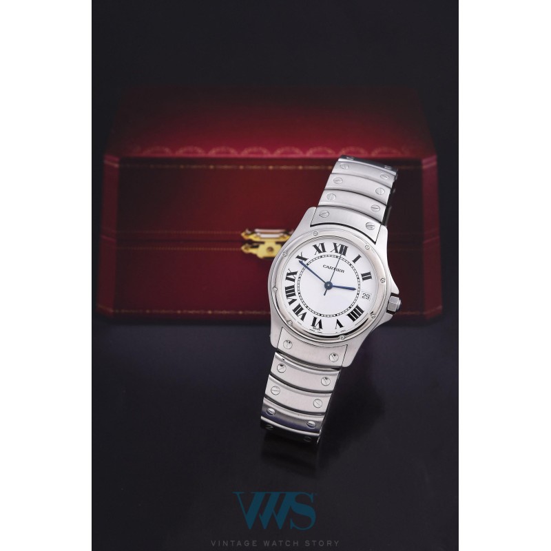 CARTIER (Santos Cougar GM / Date Acier - White / ref. 1920-1), vers 2000