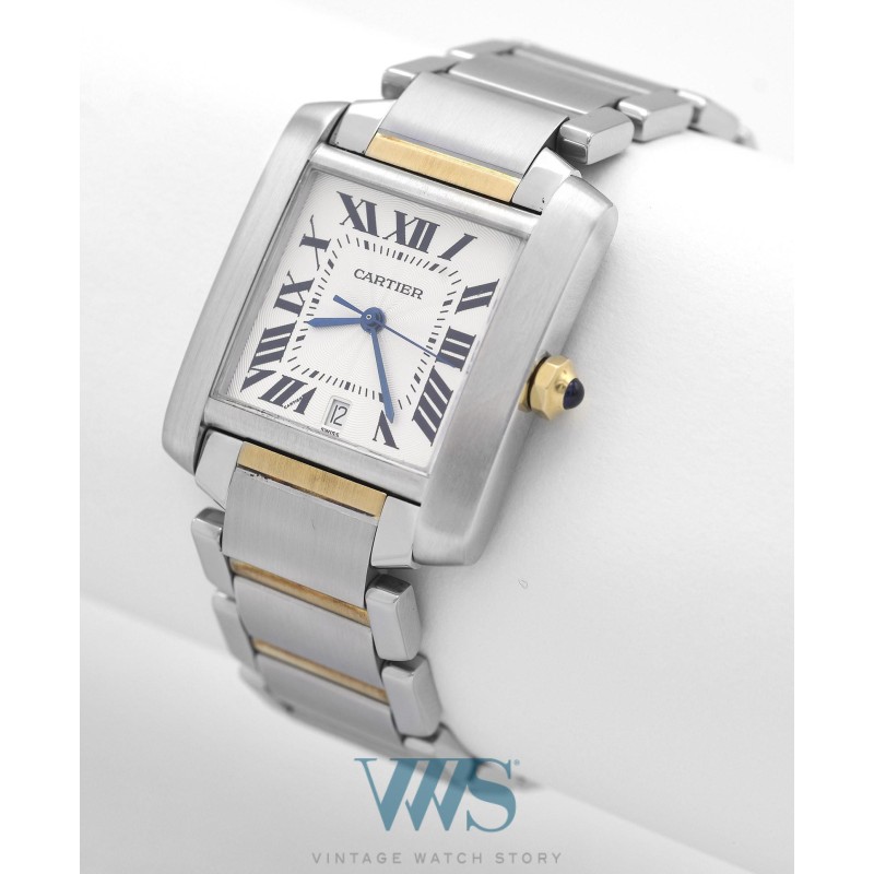 CARTIER (Tank Française Grand Modèle - Or & Acier Automatique / ref. 2302), vers 2000
