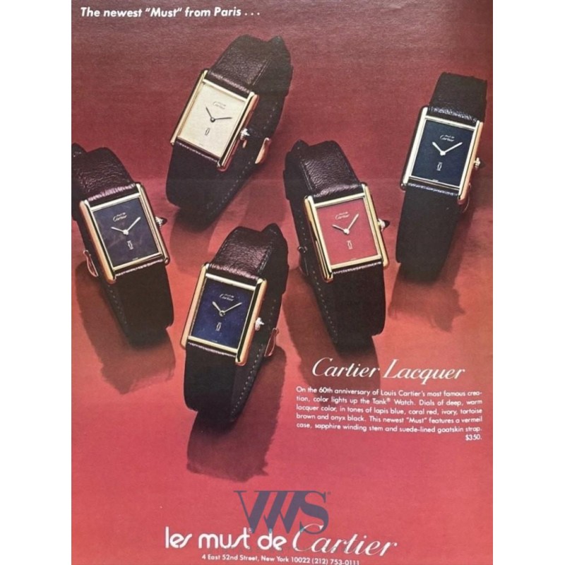 CARTIER (TANK MUST DE CARTIER - HOMME CERISE / numéroté), vers 1987