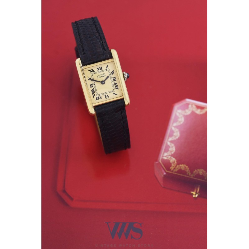 CARTIER (Tank Must Lady - Vermeil / Romaine Mécanique / ref. 3 082977), vers 1982
