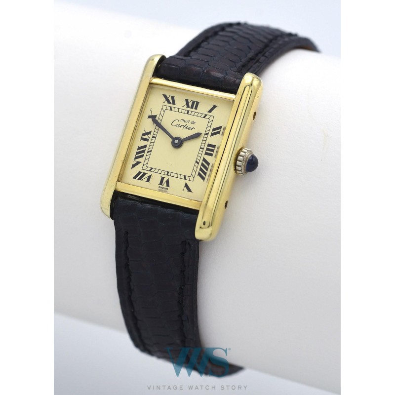 CARTIER (Tank Must Lady - Vermeil / Romaine Mécanique / ref. 3 082977), vers 1982