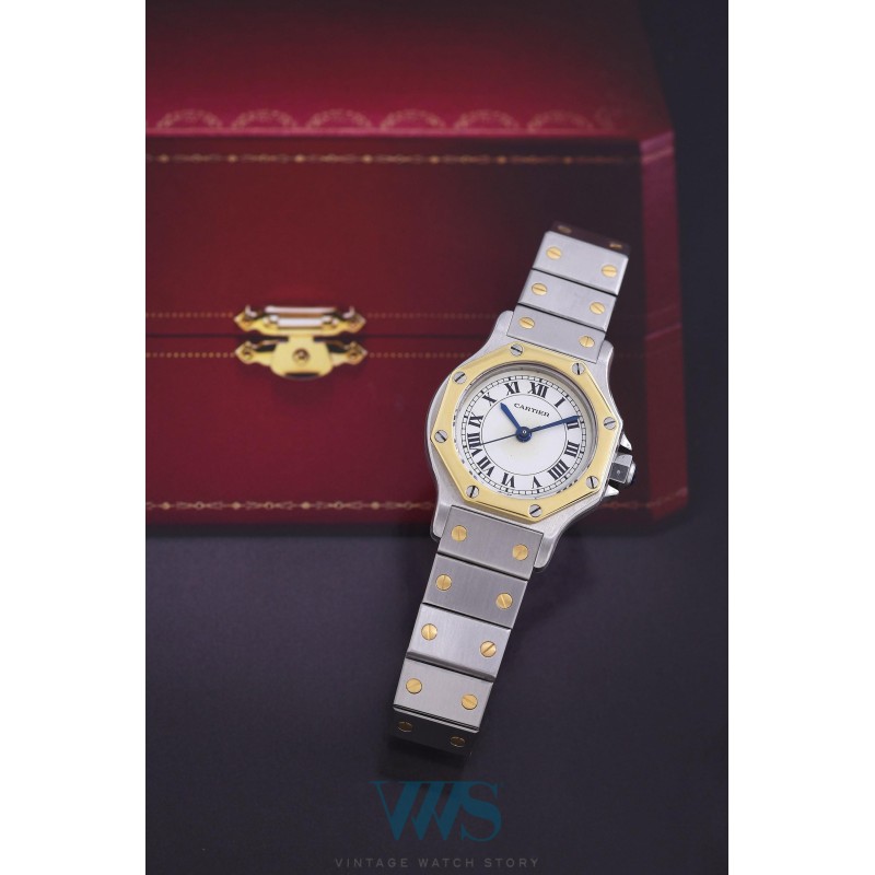CARTIER (Santos ronde - Lady / Or & acier / ref. 0907), vers 1986