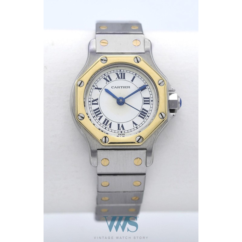 CARTIER (Santos ronde - Lady / Or & acier / ref. 0907), vers 1986