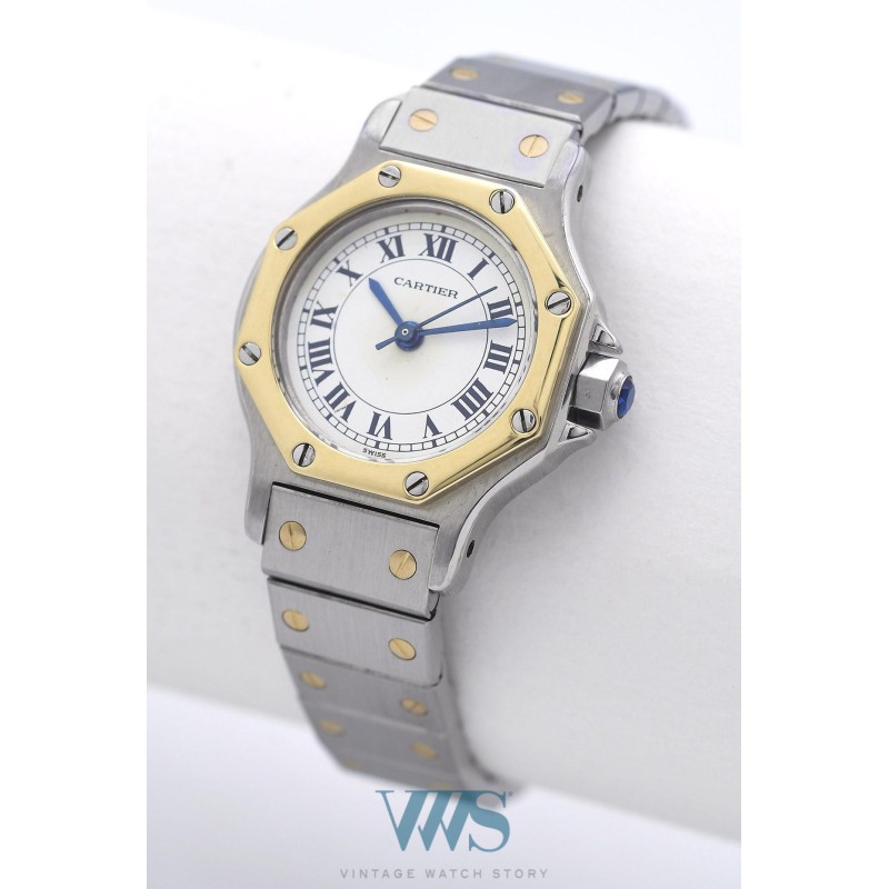 CARTIER (Santos ronde - Lady / Or & acier / ref. 0907), vers 1986