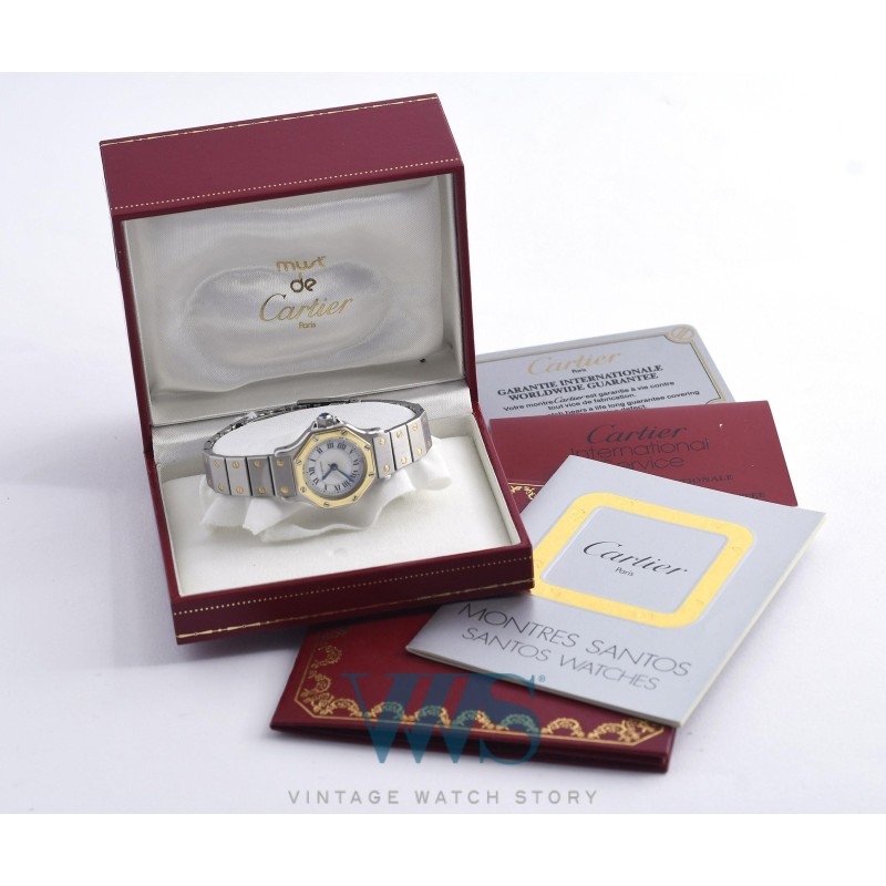 CARTIER (Santos ronde - Lady / Or & acier / ref. 0907), vers 1986