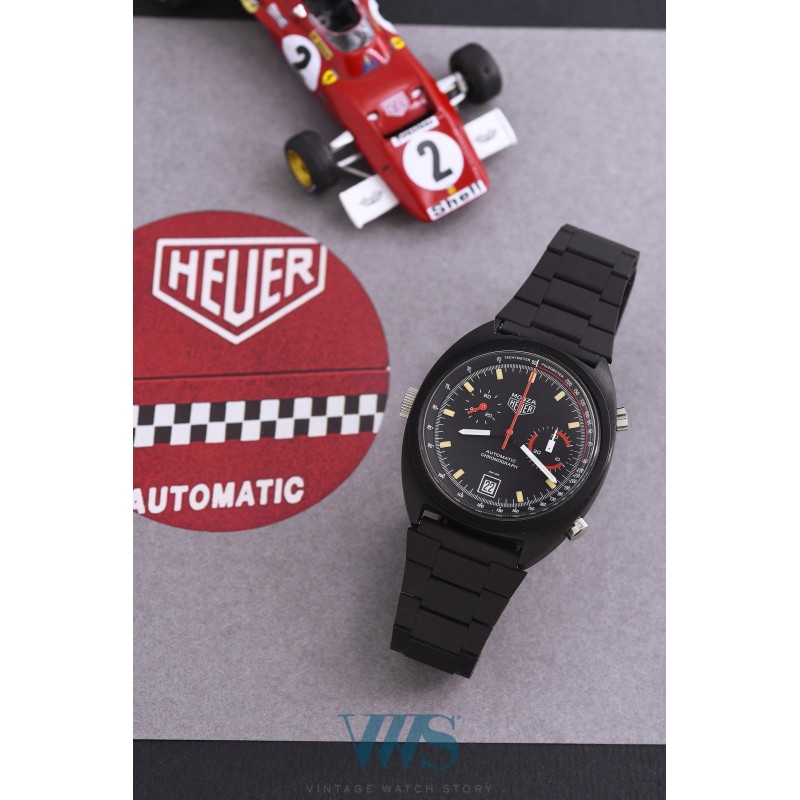 HEUER (Chronographe Monza Automatic Black PVD / Buren 15 / ref. 150.501), vers 1977