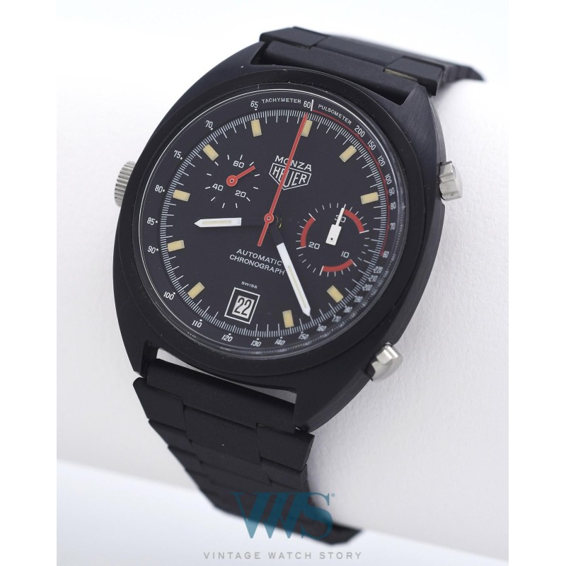 HEUER (Chronographe Monza Automatic Black PVD / Buren 15 / ref. 150.501), vers 1977