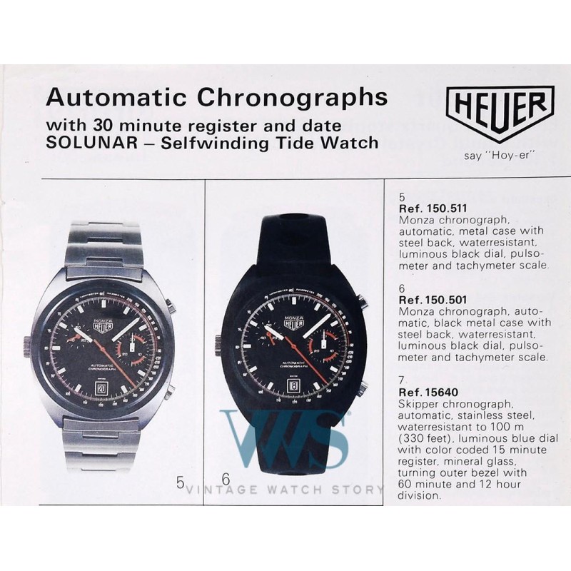 HEUER (Chronographe Monza Automatic Black PVD / Buren 15 / ref. 150.501), vers 1977