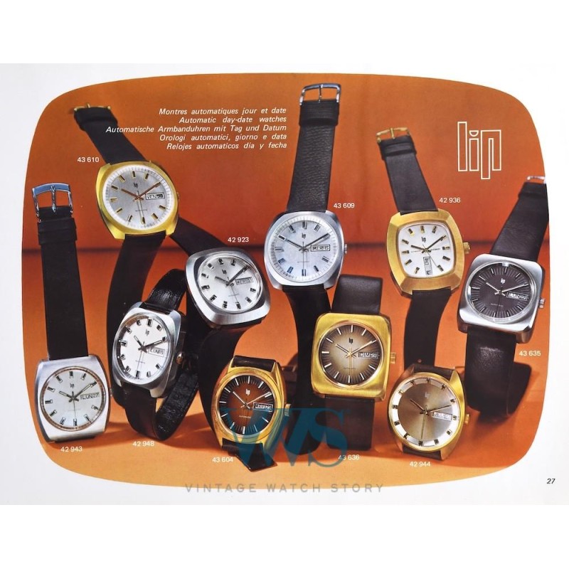 LIP (ORTF Automatic / Double Date -  Gold Plated / ref. 43636), vers 1972/74