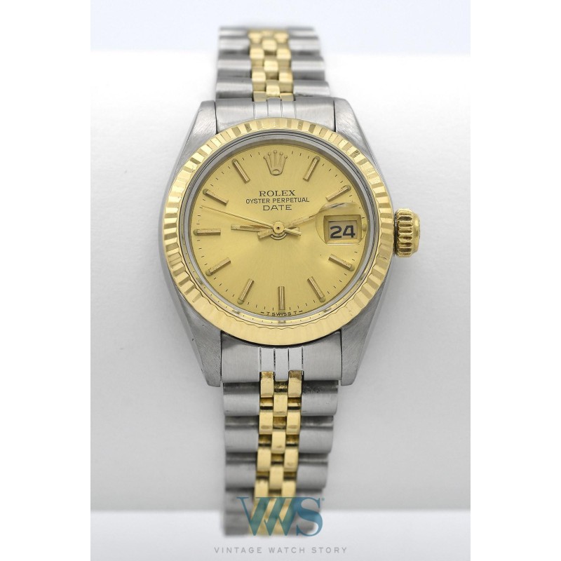 ROLEX (OYSTER PERPÉTUEL DATE / LADY OR & ACIER / ref. 6917 F), vers