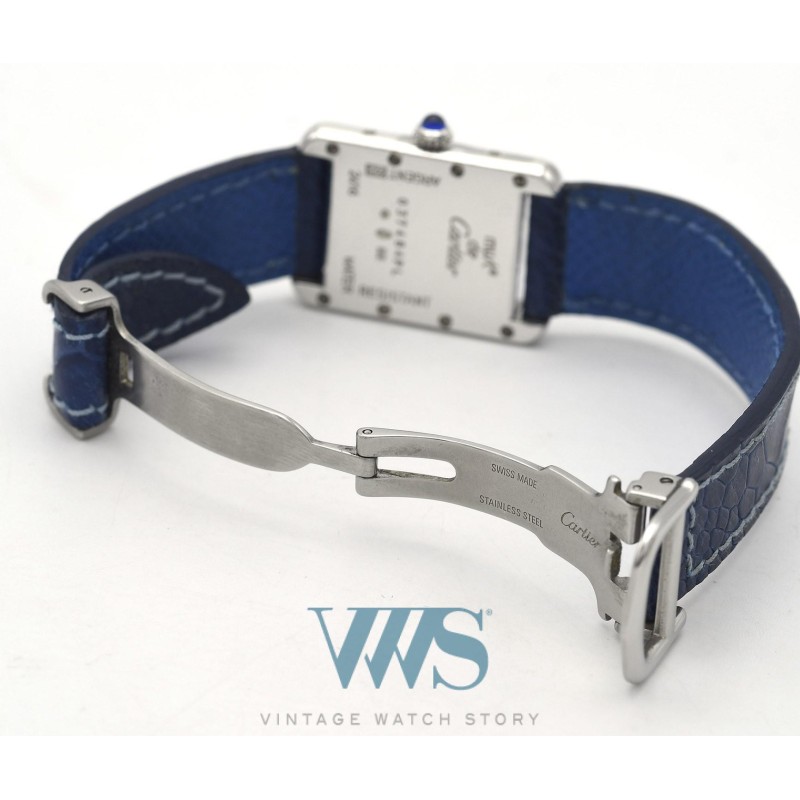 CARTIER (TANK LADY MUST BLUE / ARGENT - MONOGRAMME / ref. 2416), vers 1997
