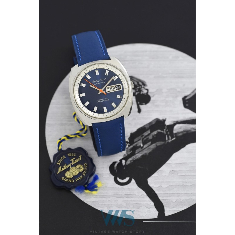 MATHEY-TISSOT (Matissonic 150 UHF Automatique / Double Date - Blue / ref. 1608), vers 1970