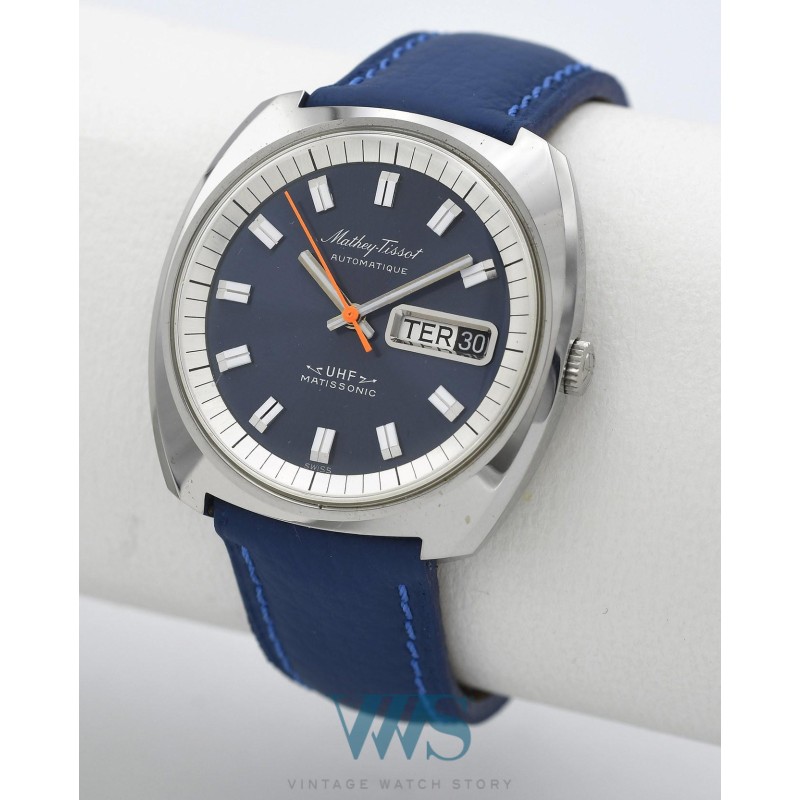 MATHEY-TISSOT (Matissonic 150 UHF Automatique / Double Date - Blue / ref. 1608), vers 1970