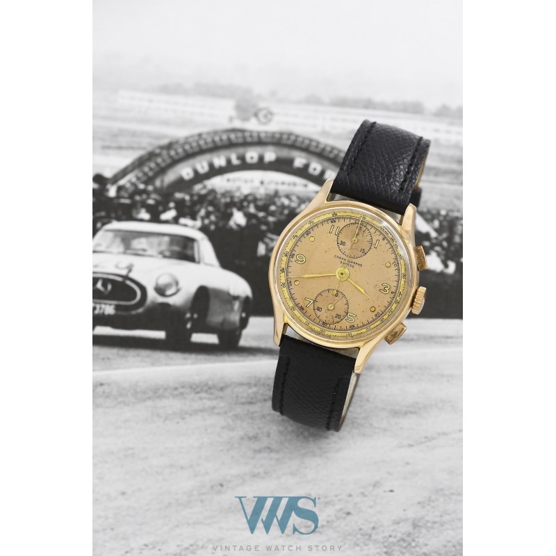 CHRONOGRAPHE SUISSE (Chronographe Bi-Compax luxe / Or rose numéroté), vers 1946