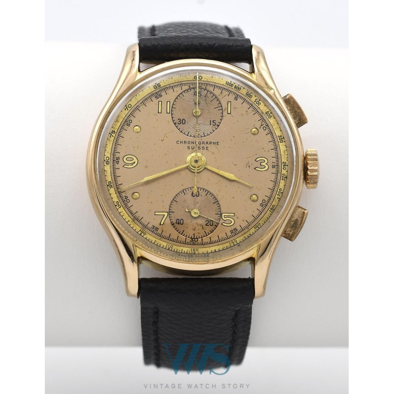 CHRONOGRAPHE SUISSE (Chronographe Bi-Compax luxe / Or rose numéroté),