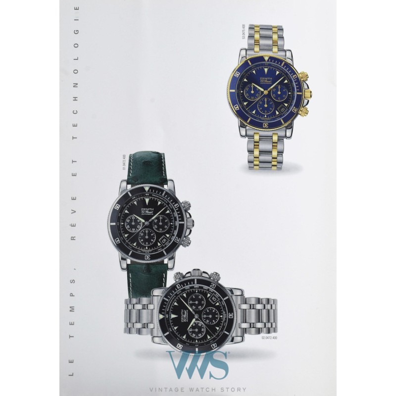 ZENITH (CHRONOGRAPHE RAINBOW DIVER – OR & ACIER / ref. 15/53.0470.400), vers 1996