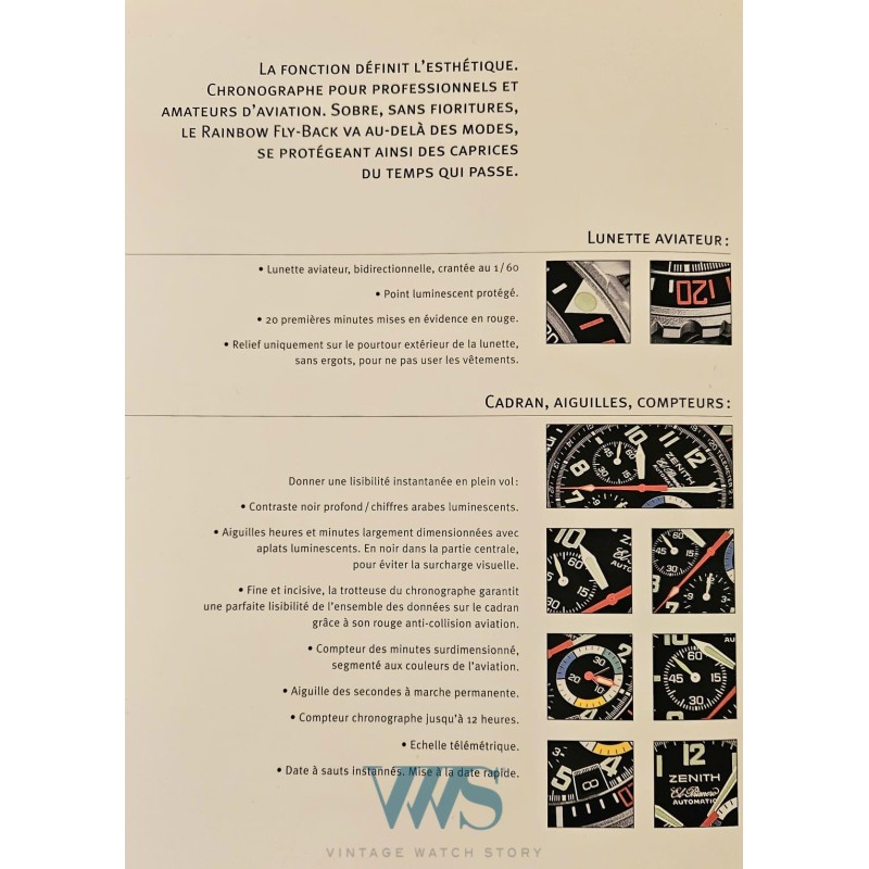 ZENITH (CHRONOGRAPHE RAINBOW / AVIATEUR FLY-BACK COULEURS / ref. 02.0480.405), vers 1998
