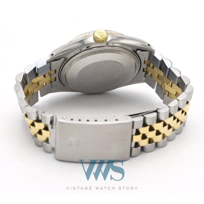 ROLEX (OYSTER PERPETUAL DATEJUST 36 / HOMME CHAMPAGNE OR & ACIER / ref. 16013F), vers 1978