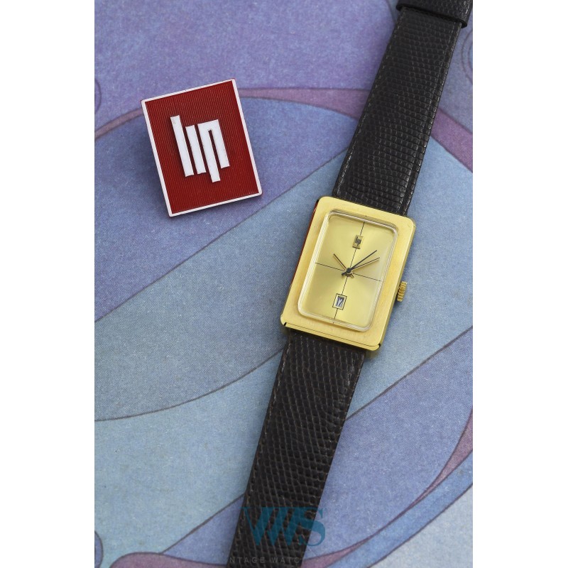 LIP (Rectangle panoramic / Lingot - Lunette lisse - Plaqué or / ref. 42.966), vers 1975
