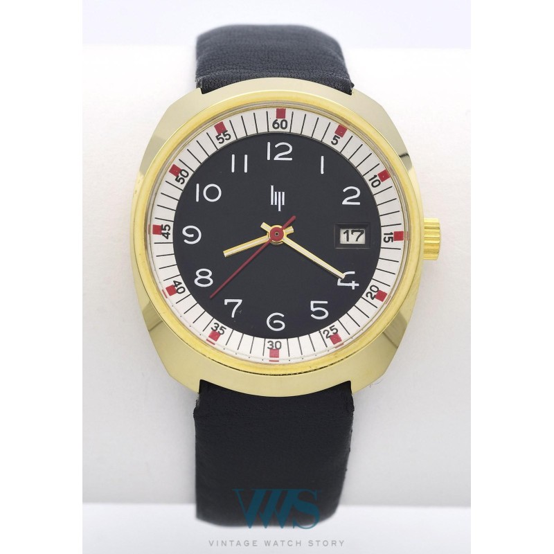 LIP (Tonneau Medium / Casino Red - Plaqué or / ref. 43784), vers 1973