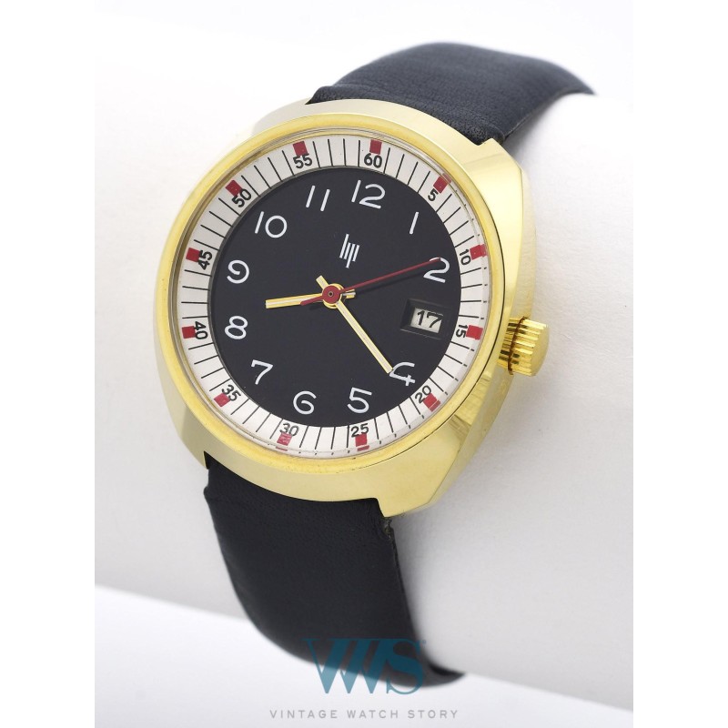 LIP (Tonneau Medium / Casino Red - Plaqué or / ref. 43784), vers 1973