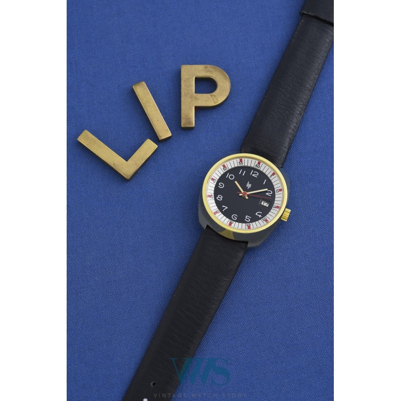 LIP (Tonneau Medium / Casino Red - Plaqué or / ref. 43784), vers 1973