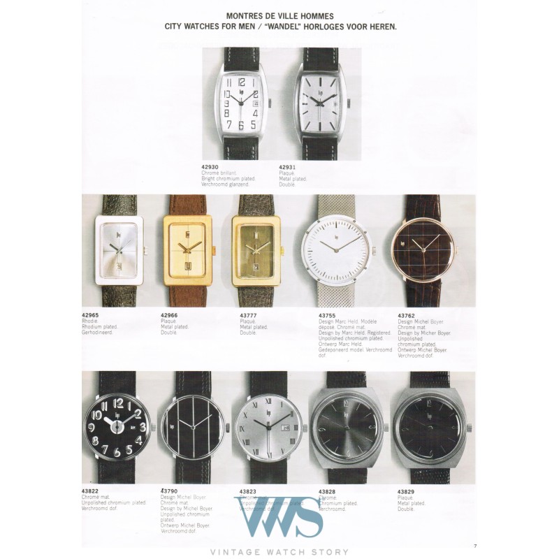 LIP (Rectangle panoramic / Lingot - Lunette lisse - Plaqué or / ref. 42.966), vers 1975