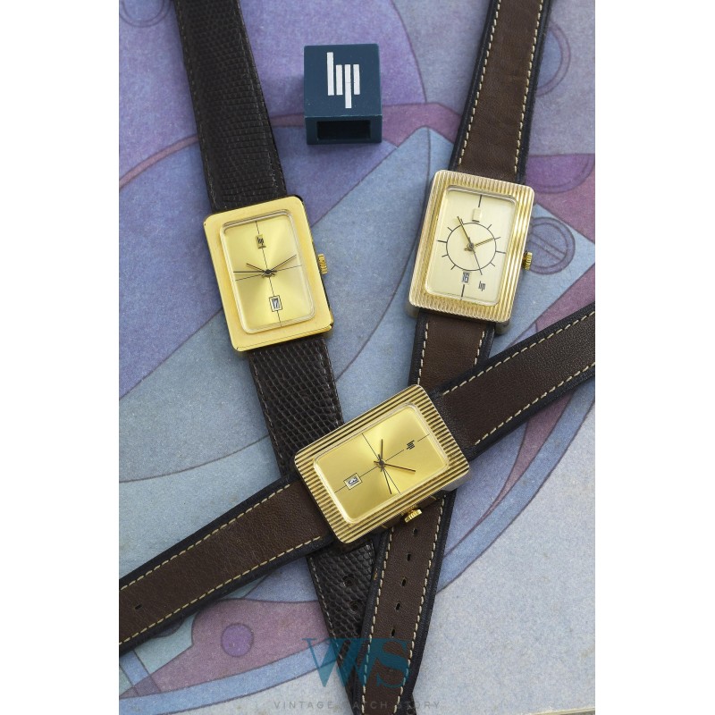 LIP (Rectangle panoramic / Lingot - Lunette lisse - Plaqué or / ref. 42.966), vers 1975