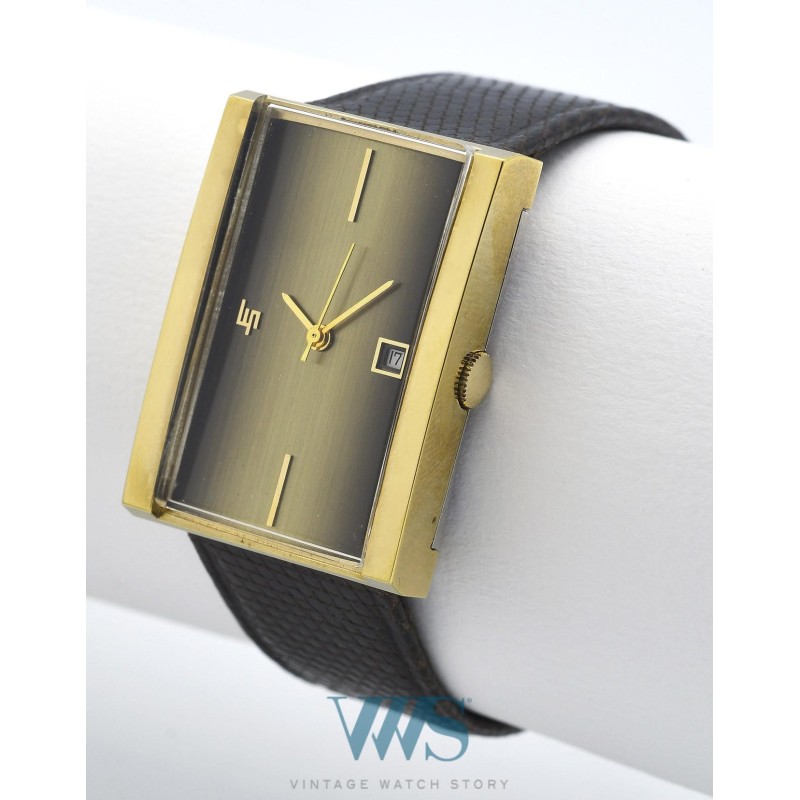 LIP (Rectangle panoramique / Cadran Fumato - Plaqué or / ref. 43639), vers 1973