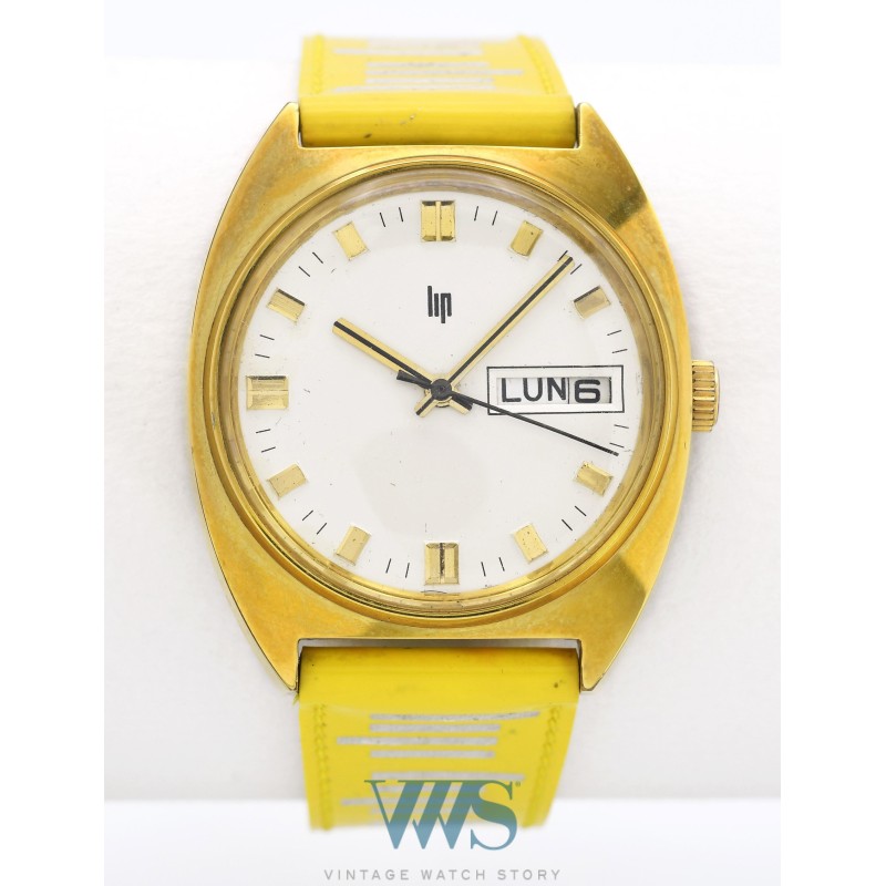 LIP (Tonneau plaqué or / Double date - mécanique / ref. 42844), vers