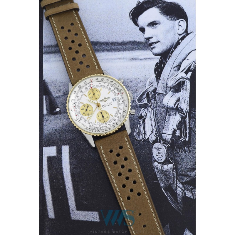 BREITLING (Chronographe Old Navitimer White - Or & Acier / ref. D13322), vers 2001