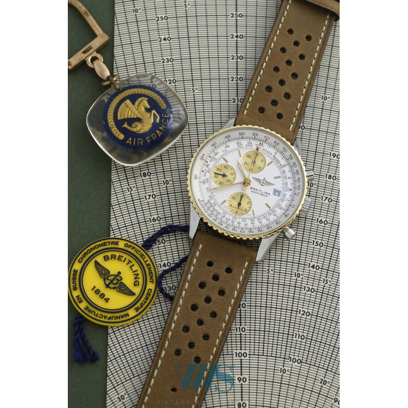 BREITLING (Chronographe Old Navitimer White - Or & Acier / ref. D13322), vers 2001