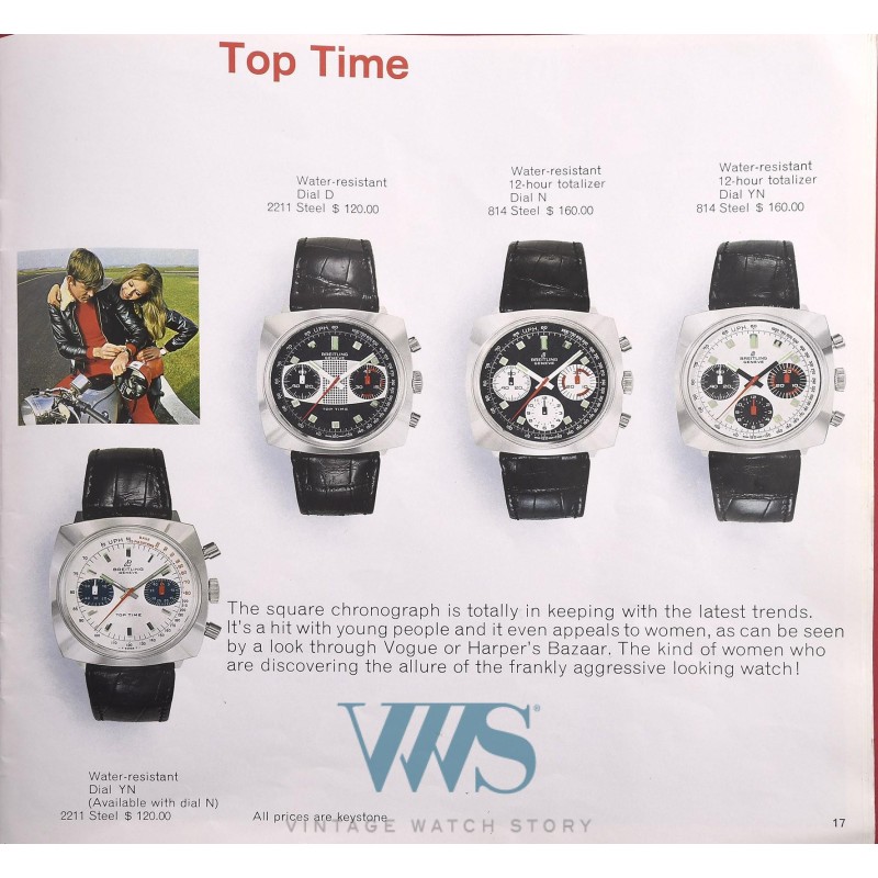 BREITLING (Chronographe Pilote Top Time - Coussin White Panda / ref. 2211), vers 1969