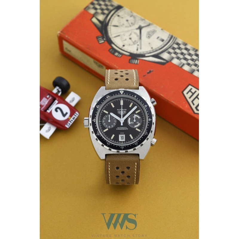 HEUER (Chronographe Autavia Chrono-Matic / Black & Gray / ref. 11063 MH), vers 1983