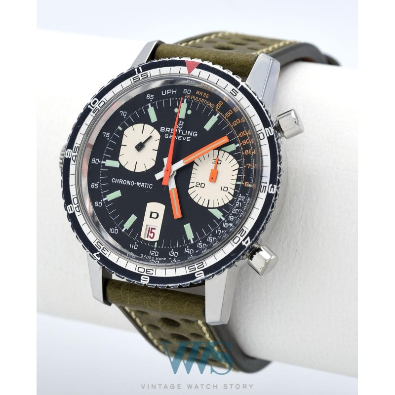 BREITLING (Chronographe rond Chrono-Matic 15 / Black Batman / ref. 2110-15), vers 1970