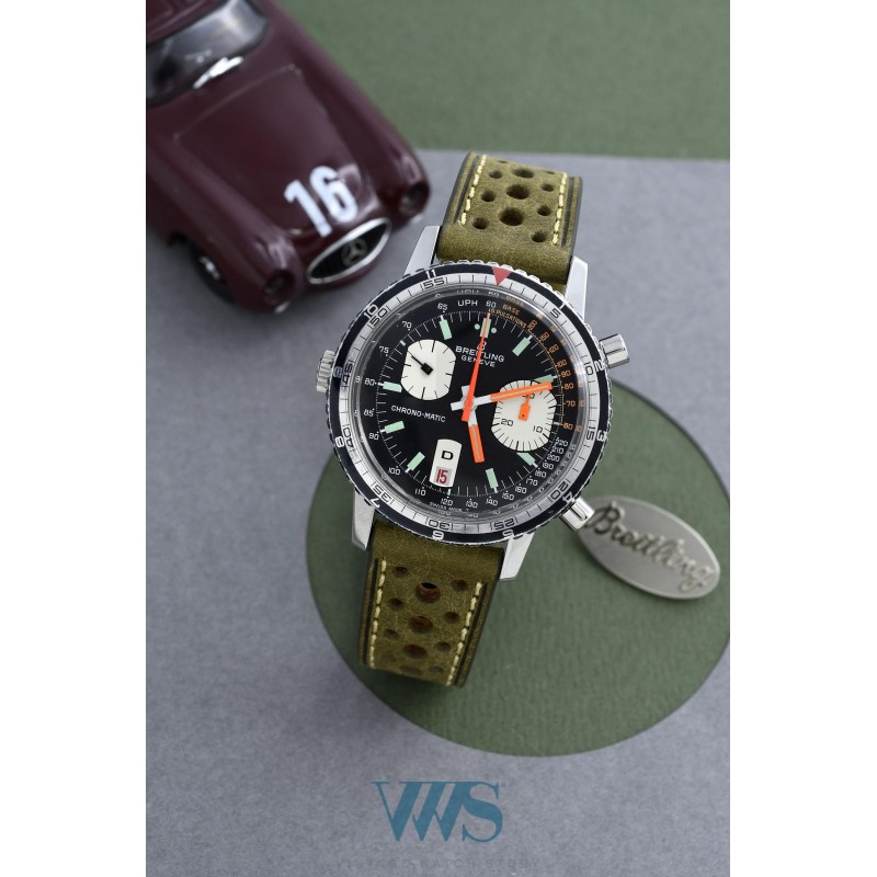 BREITLING (Chronographe rond Chrono-Matic 15 / Black Batman / ref. 2110-15), vers 1970