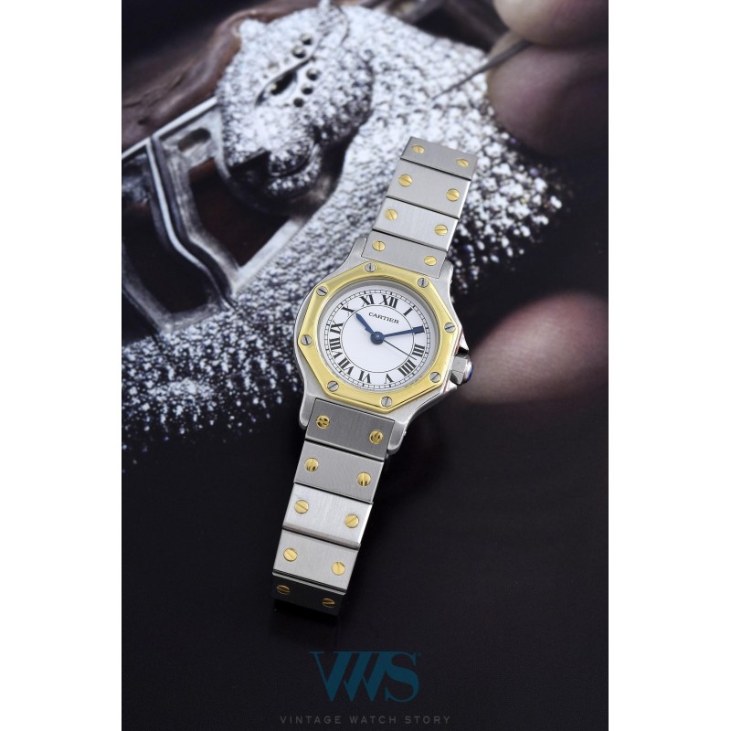 CARTIER (Santos Ronde – Lady / Or & Acier / ref. 0907), vers 1990