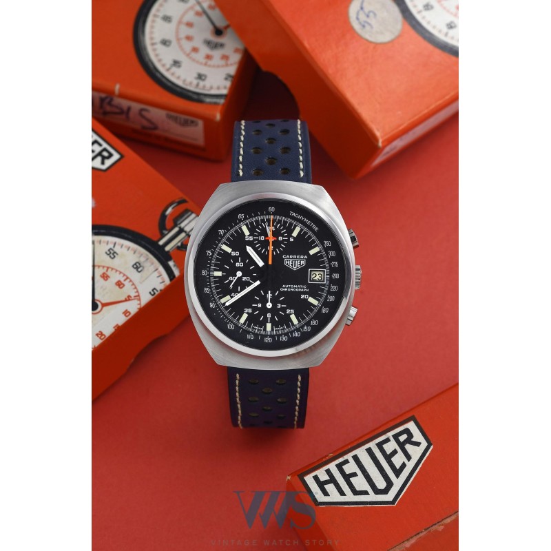 HEUER (Chronographe Pilote Date / Carrera - "Lemania" / ref. 510.500), vers 1986