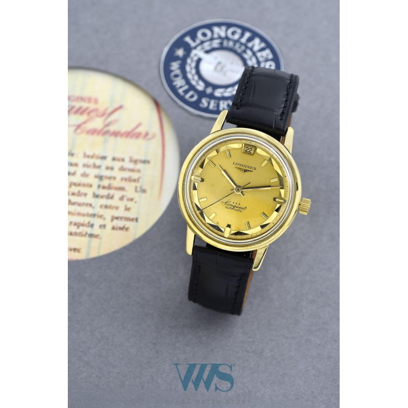 LONGINES (CONQUEST LUXE / GRANDE DATE - AUTOMATIC OR JAUNE / ref. 9025/2), vers 1953